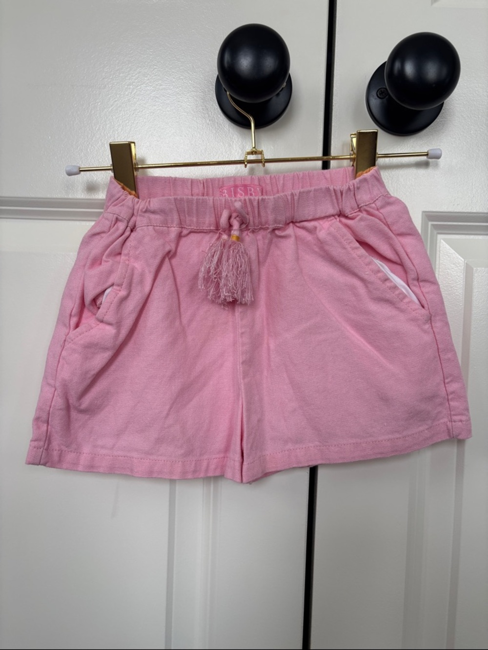 Girls Pink Tassel Drawstring Shorts with Side Pockets